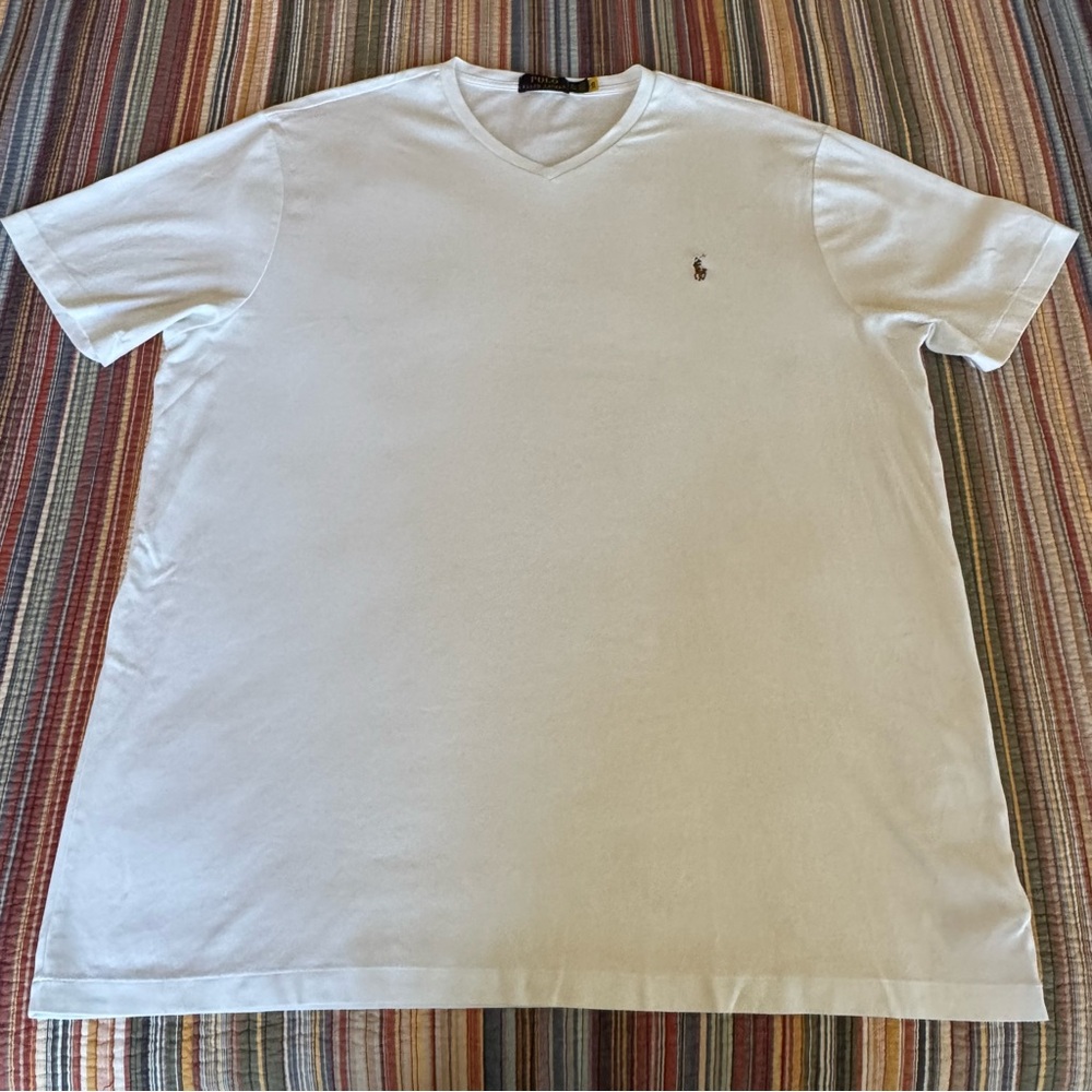 White Polo by Ralph Lauren Men's V-neck Short Sleeve T-shirt 2XLT NEW! - Picture 2 of 12